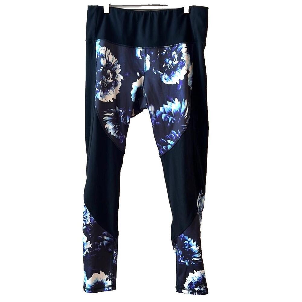 Apana Women's L Black Floral Workout Pants